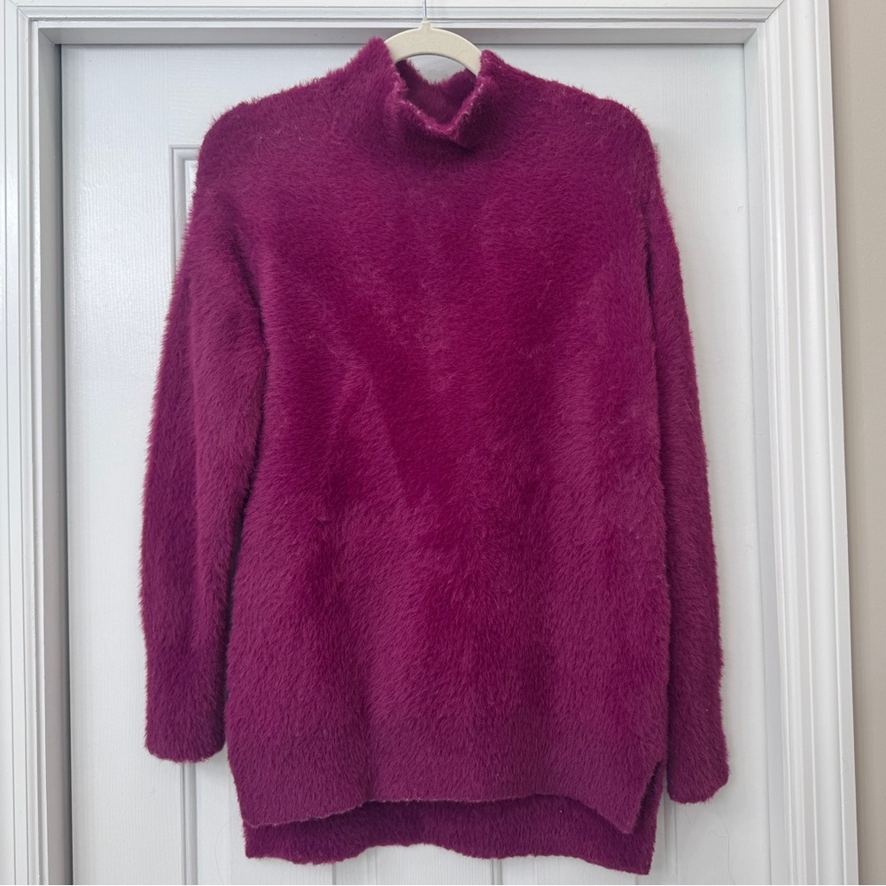 For The Republic Purple Fuzzy Women's Mockneck Sweater